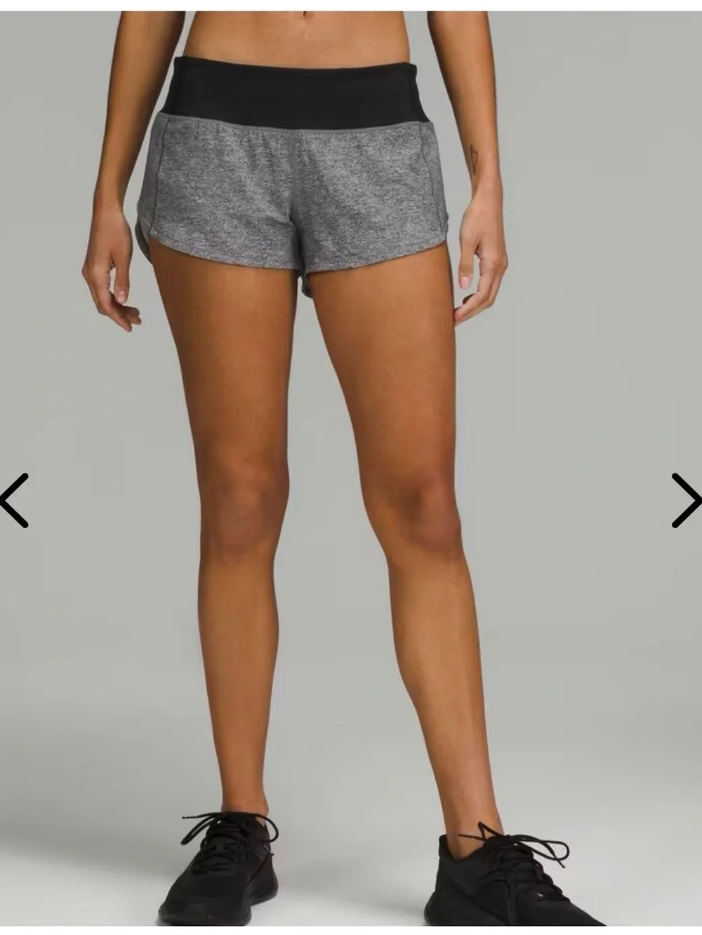 Lululemon Speed Up Shorts Heather Gray with Black Waistband